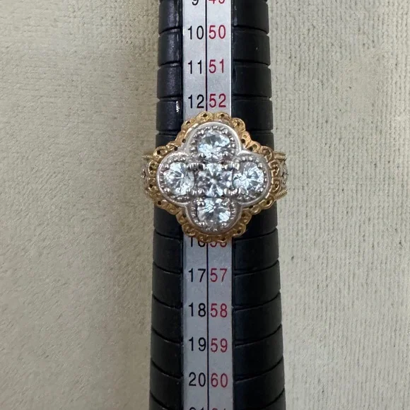 Gems en vogue quatrefoil white zircon ring - Picture 1 of 7